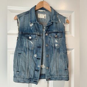 Rag & Bone Tattered Distressed Denim Vest